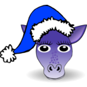 download Funny Giraffe Face Cartoon With Santa Claus Hat clipart image with 225 hue color
