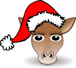 Funny Giraffe Face Cartoon With Santa Claus Hat