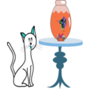 download Fish Bowl With Cat clipart image with 180 hue color