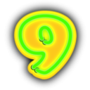 download Neon Numerals 9 clipart image with 45 hue color
