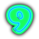 download Neon Numerals 9 clipart image with 135 hue color