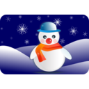 Snowman Glossy In Winter Scenery