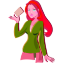 download Redhead Holding A Card clipart image with 315 hue color