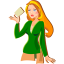 download Redhead Holding A Card clipart image with 0 hue color