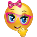 Girl Wearing Pink Glasses Smiley Emoticon