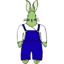 download Bunny In Overalls Front View clipart image with 45 hue color