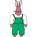 download Bunny In Overalls Front View clipart image with 315 hue color