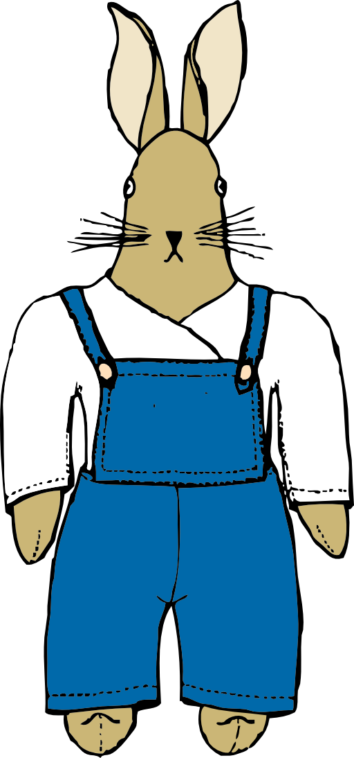 Bunny In Overalls Front View