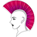 download Stylised Punk Pink Mohawk clipart image with 0 hue color