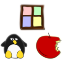 Window Penguin And Apple