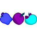 download Three Cartoony Apples clipart image with 180 hue color