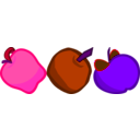 download Three Cartoony Apples clipart image with 270 hue color