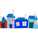 download Crazy Houses clipart image with 180 hue color