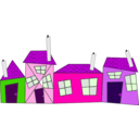 download Crazy Houses clipart image with 270 hue color