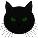 download Black Cat Face clipart image with 90 hue color