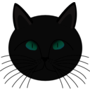 download Black Cat Face clipart image with 135 hue color