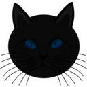 download Black Cat Face clipart image with 180 hue color