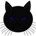 download Black Cat Face clipart image with 225 hue color