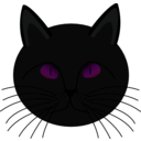 download Black Cat Face clipart image with 270 hue color