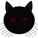 download Black Cat Face clipart image with 315 hue color