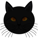 download Black Cat Face clipart image with 0 hue color