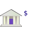 download Bank Building Dollar Sign clipart image with 225 hue color