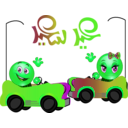 download Kids Playing Cars Smiley Emoticon clipart image with 90 hue color