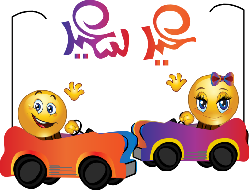 Kids Playing Cars Smiley Emoticon