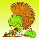 download Thanksgiving Turkey And Harvest With Orange Background clipart image with 45 hue color