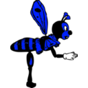 download Bending Bee From Side clipart image with 180 hue color