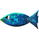 download Tiled Green Fish clipart image with 90 hue color
