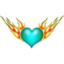 download Burning Heart clipart image with 180 hue color