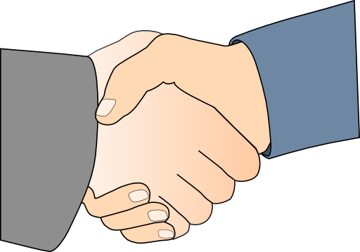 Handshake With Black Outline White Man Hands