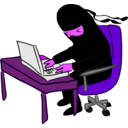 download Ninja Working At Desk clipart image with 270 hue color