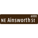 download Portland Oregon Street Name Sign Ne Ainsworth Street clipart image with 270 hue color