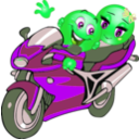 download Couple Motorcycle Smiley Emoticon clipart image with 90 hue color