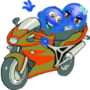 download Couple Motorcycle Smiley Emoticon clipart image with 180 hue color