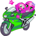 download Couple Motorcycle Smiley Emoticon clipart image with 270 hue color