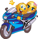Couple Motorcycle Smiley Emoticon