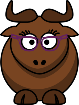 Cartoon Gnu Nerdy Cute