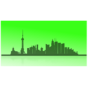 download Shangai City Skyline clipart image with 270 hue color