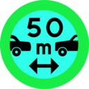 download 50m Between Cars Sign clipart image with 135 hue color