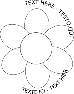 Flower Six Petals Black Outline With Upper And Lower Text
