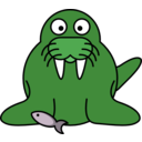 download Cartoon Walrus clipart image with 90 hue color
