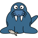 download Cartoon Walrus clipart image with 180 hue color