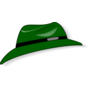 download Green Fedora clipart image with 0 hue color