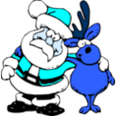download Santa And Reindeer clipart image with 180 hue color