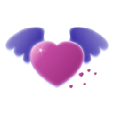 download Gold Heart With Pink Wings clipart image with 270 hue color