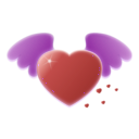 download Gold Heart With Pink Wings clipart image with 315 hue color