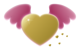 Gold Heart With Pink Wings